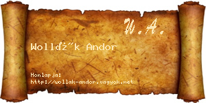 Wollák Andor névjegykártya
